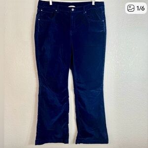 Soft Surroundings Navy Velvet Trousers Women’s 16 Holiday Office Parties Winter